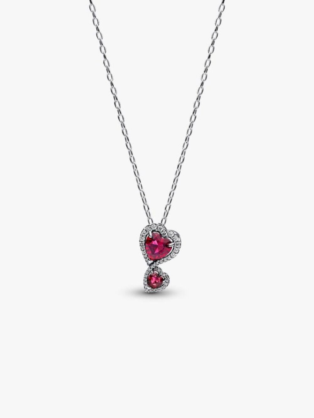 Pandora Red Halo Hearts Pendant Necklace